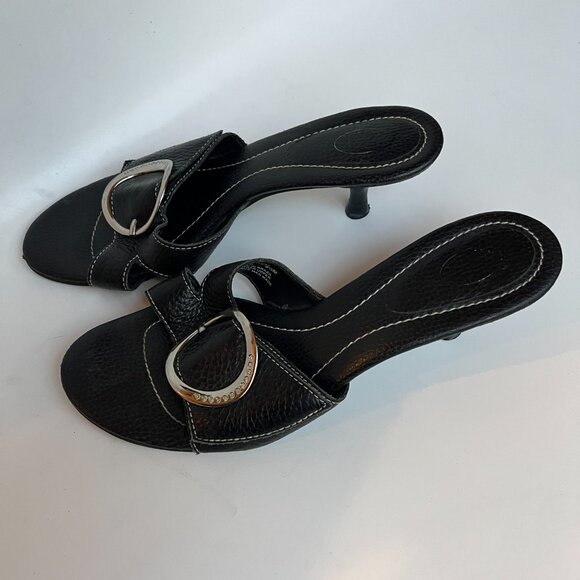 Dr Scholl's Black New Buckle Leather Sandals - never been worn! 9.5 M - Picture 3 of 9